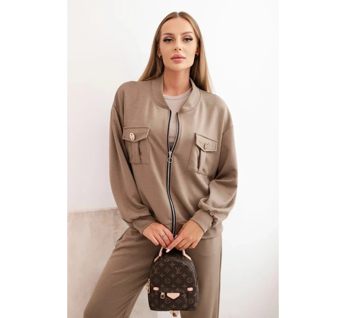 Dámská souprava máslová z viskózy s rozepínací mikinou a kalhotami fango Dámská souprava máslová z viskózy s rozepínací mikinou a kalhotami fango