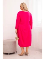 Dámská bavlněná sukýnka Plus Size s ohrnutým rukávem a kapsami fuchsie Dámská bavlněná sukýnka Plus Size s ohrnutým rukávem a kapsami fuchsie