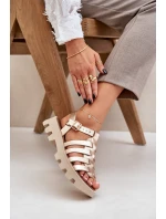 Kožené dámské sandály Zazoo model 21682184 zlaté - Boto Kožené dámské sandály Zazoo model 21682184 zlaté - Boto