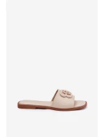 Plné dámské sandály s ozdobným detailem béžové model 21699578 - Boto Plné dámské sandály s ozdobným detailem béžové model 21699578 - Boto