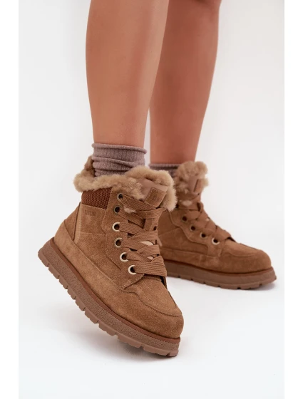 Semišové Sněhule Dámské Na Platformě S Kožíškem Big Star model 21705946 Camel - Big Star Shoes
