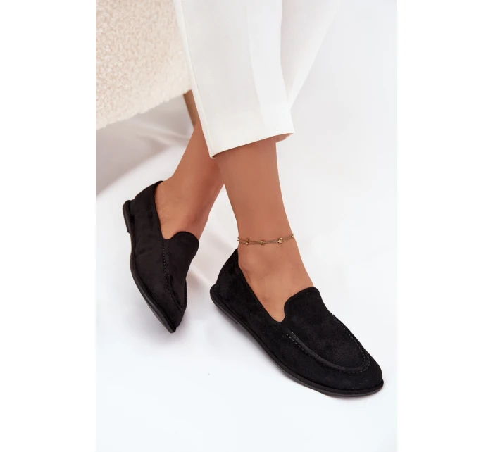 Dámské mokasíny z eko semiše ploché černé Miryelle Dámské mokasíny z eko semiše ploché černé Miryelle