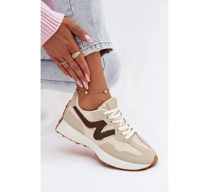 Dámské sportovní boty na platformě béžové model 21919426 - Boto