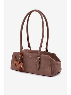 Kabelka z imitace semiše s přívěskem Tmavě béžová model 22111594 - Flora&Co