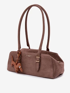 Kabelka z imitace semiše s přívěskem Tmavě béžová model 22111594 - Flora&Co