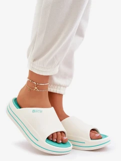 Dámské pantofle na platformě Big Star – bílá/mátová
