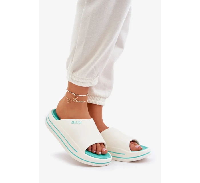 Dámské pantofle na platformě Big Star – bílá/mátová