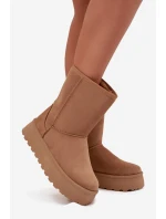 Dámské zateplené sněhule Abrams s kožíškem – camel Dámské zateplené sněhule Abrams s kožíškem – camel