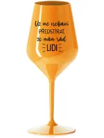 UŽ MĚ NEBAVÍ PŘEDSTÍRAT, ŽE MÁM RÁD LIDI - oranžová nerozbitná sklenice na víno 470 ml UŽ MĚ NEBAVÍ PŘEDSTÍRAT, ŽE MÁM RÁD LIDI - oranžová nerozbitná sklenice na víno 470 ml