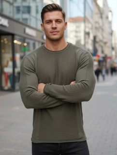 Pánský khaki svetr model 21995134 - FashionStreet