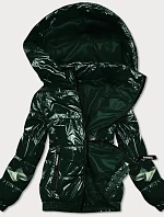 Lesklá zelená prošívaná bunda s kapucí (BR9788-10)
