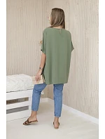 Oversized halenka s přívěskem světlá khaki Oversized halenka s přívěskem světlá khaki
