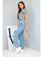 Dámské džíny s širokou nohavicí a vysokým pasem