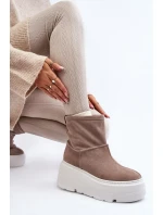 Kožené Dámské Boty Na Podpatku S Pásky  Bežové model 21644286 - Zazoo