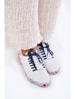 Kožené Polobotky Na Vzorované Platformě Artiker 52C1713 Bílo-Námořnické