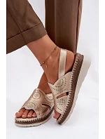 Kožené sandály na platformě model 22101270 Zlaté - S.Barski Kožené sandály na platformě model 22101270 Zlaté - S.Barski