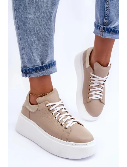 Dámská kožená sportovní obuv na platformě Beige Lemar Dámská kožená sportovní obuv na platformě Beige Lemar