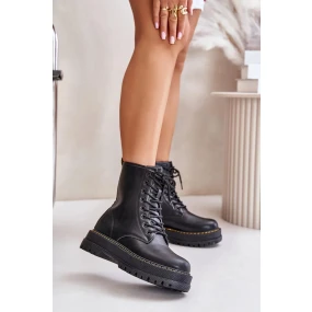 Zateplené Kotníkové Boty Workery z Eko Kůže Na Zip Černé Naleli