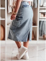 CARGOMIDI modrá midi džínová sukně FashionStreet CY0490