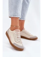 Dámské Kožené Tenisky Zazoo N1220 Béžové Dámské Kožené Tenisky Zazoo N1220 Béžové