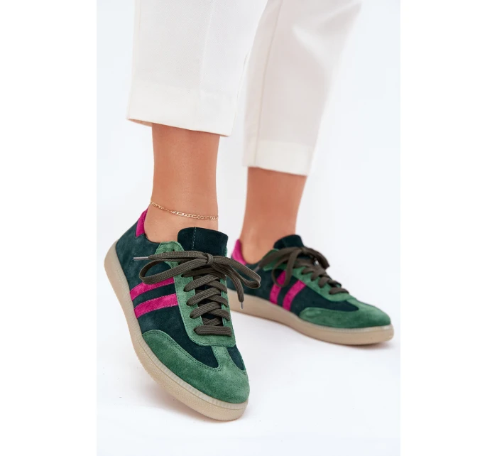 model 21703126 Semišové Nízké Dámské Tenisky Tmavě Zelené - Zazoo model 21703126 Semišové Nízké Dámské Tenisky Tmavě Zelené - Zazoo