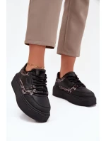 Dámské tenisky na platformě Big Star model 21706532 leopardí černé - Big Star Shoes