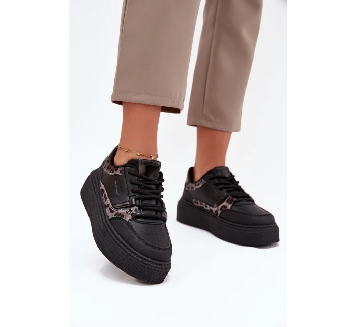 Dámské tenisky na platformě Big Star model 21706532 leopardí černé - Big Star Shoes