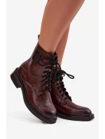 Kožené dámské workery s ozdobným detailem Maciejka K7180-01 hnědé