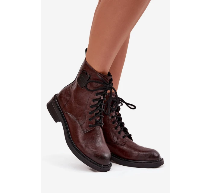 Kožené dámské workery s ozdobným detailem Maciejka K7180-01 hnědé