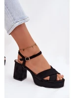 Dámské sandály na podpatku Černé Janelia