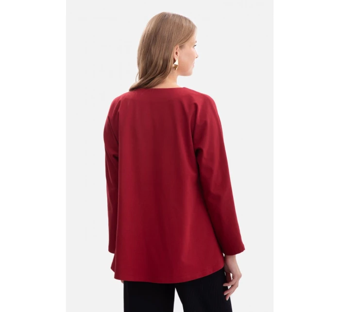 B304 Pletený svetr s výstřihem do V - bordó