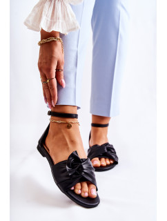 Módní dámské kožené sandály černé Astana