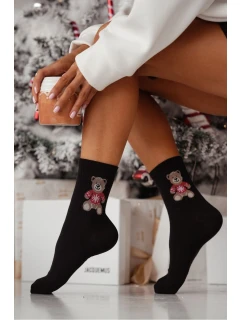 Dámské ponožky s medvídkem – černé
