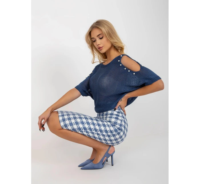 Dámská sukně LK SD 506462.12P bílo modrá - FPrice Dámská sukně LK SD 506462.12P bílo modrá - FPrice