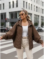 Dámská přechodná oversize bunda s kapucí hnědá FashionStreet TY5593 Dámská přechodná oversize bunda s kapucí hnědá FashionStreet TY5593