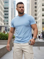 Pánské bavlněné tričko basic blue FashionStreet RX5680