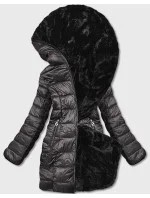 Hnědá oboustranná dámská bunda - kožíšek (b8053-101)