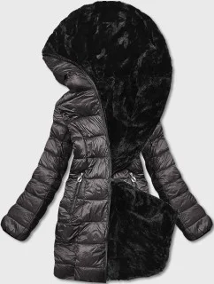 Hnědá oboustranná dámská bunda - kožíšek (b8053-101)