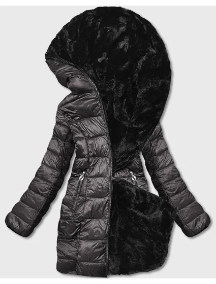 Hnědá oboustranná dámská bunda - kožíšek (b8053-101)