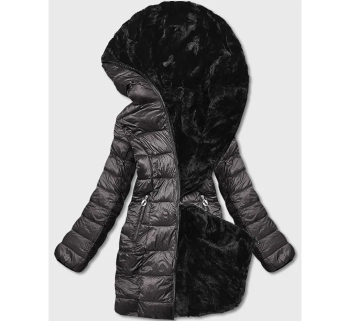 Hnědá oboustranná dámská bunda - kožíšek (b8053-101)