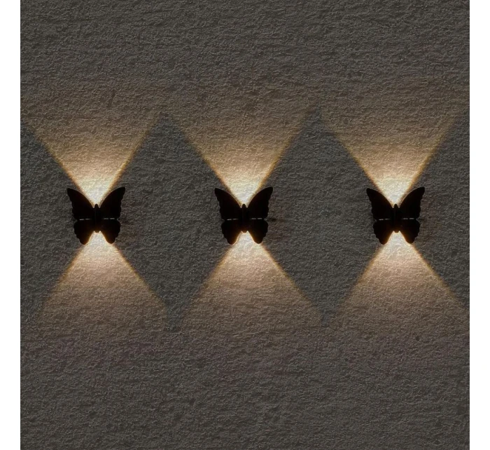 SOLÁRNÍ NÁSTĚNNÁ LAMPA BUTTERFLY 2LED