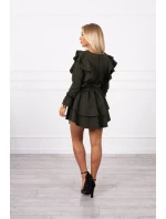 Šaty se svislými volány khaki