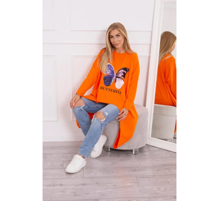 Oversize halenka s potiskem oranžová
