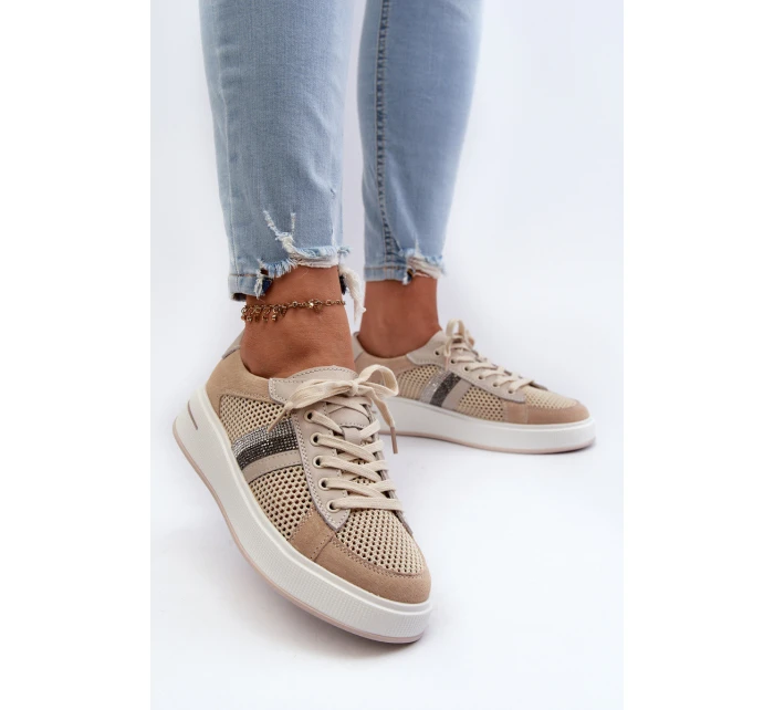 Dámské kožené tenisky D&A LR110 béžové