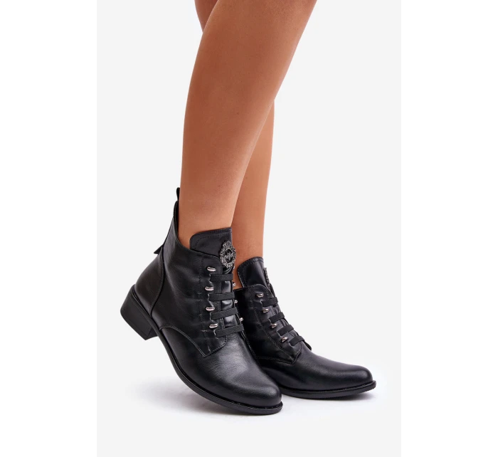 Nízké boty s podšívkou na zip s ozdobou černé model 21672290 - Boto