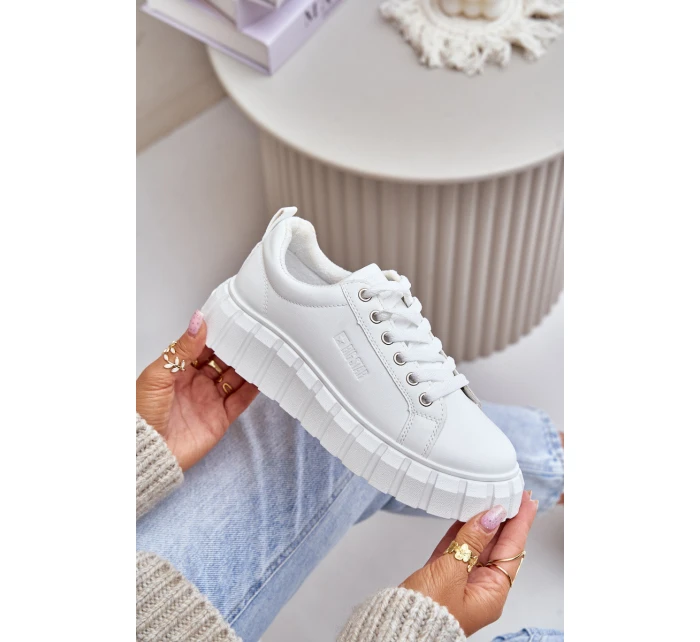 Zateplené Dámské Sneakersy Big Star MM274616 Bílé Zateplené Dámské Sneakersy Big Star MM274616 Bílé