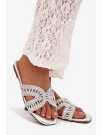 Dámské ploché stříbrné pantofle model 22031972 - Boto