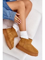 Nízké dámské sněhule na platformě zateplené kožíškem Camel Saldren Nízké dámské sněhule na platformě zateplené kožíškem Camel Saldren