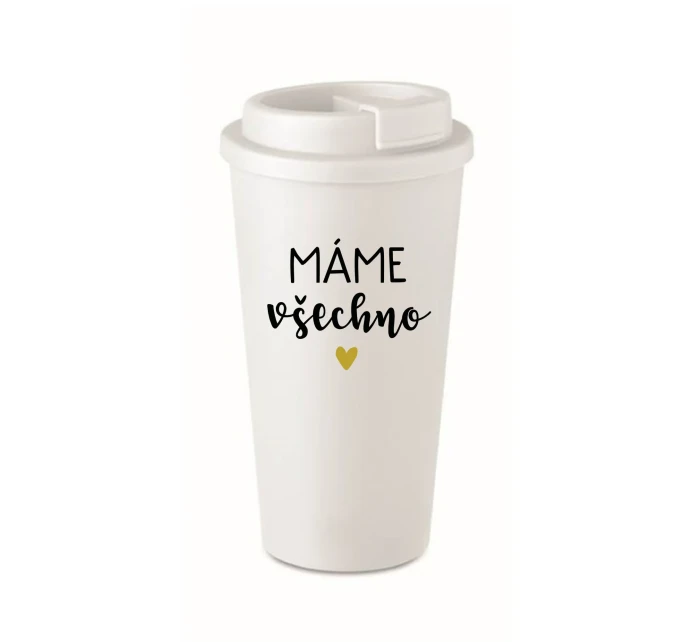 MÁME VŠECHNO - bílý termohrnek 475 ml