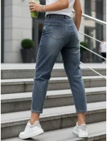 Jeansy damskie 7/8 mom fit z wysokim stanem niebieskie FashionStreet UY2905